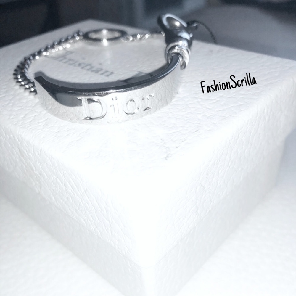 Vintage Dior John Galliano Vintage Silver Logo Cuban Link ID Runway Bracelet - Picture 8 of 16